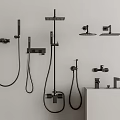 Modern Black Shower Systems With Wall Mounted Heads And Handheld Sprayers 3d model