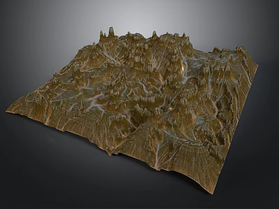 Detailed Topographic Landscape Model With Rugged Mountain Peaks And Natural Texture 3d model
