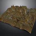Detailed Topographic Landscape Model With Rugged Mountain Peaks And Natural Texture