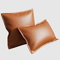 Brown Leather Textured Decorative Pillows for Sofa and Living Room Decor