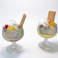 Fruit Dessert Cups With Whipped Cream Biscuit Sticks And Colorful Berries In Glass