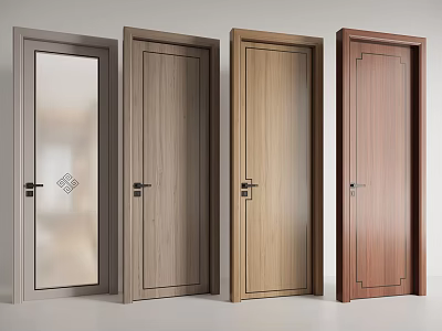 New Chinese style single door 3d model