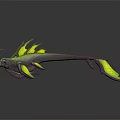 Mythical Monster Fish With Sharp Teeth Green Purple Body Yellow Fins And Antenna