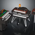 Lego Bricks Built Electronic Music Equipment With Keyboard Synthesizer Speaker And Lamp