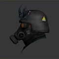 Futuristic Sci Fi Helmet With Spiked Protrusions Orange Eyes And Mechanical Design