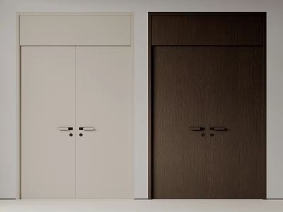 Modern Double Doors Design With Light And Dark Wooden Panels For Home Interior 3d model