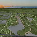 Beautiful Ecological Waterfront Garden Landscape With Lush Vegetation Winding Walkways Clear River And Leisure Facilities