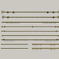 Golden Curtain Accessories With Decorative Rods And Various Hardware Pieces