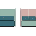 Modern Public Office Space With Teal Blue Pink Upholstered Seating And Dividers