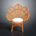Elegant Rattan Flower Shaped Leisure Chair With Soft White Cushion Design