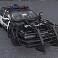 Black And White Police Car With Emergency Lights And Gear