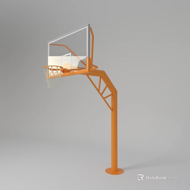 Orange Basketball Hoop Sports Equipment With Clear Backboard And Stable Pole 3d model 