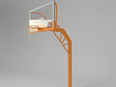 Orange Basketball Hoop Sports Equipment With Clear Backboard And Stable Pole 3d model
