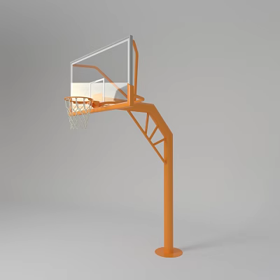 Orange Basketball Hoop Sports Equipment With Clear Backboard And Stable Pole 3d model