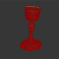Silver Decorative Goblet With Intricate Carvings And Golden Rim For Daily Use