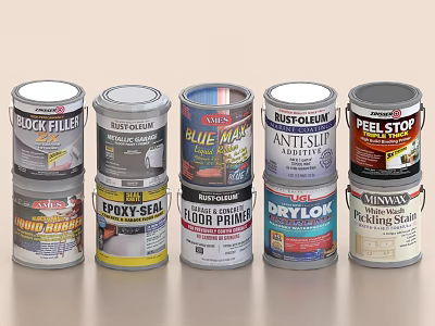 Variety Of Paint Cans For Home Improvement 3d model