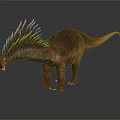 Realistic Spiked Dinosaur 3D Model With Brown Purple Skin And Long Neck