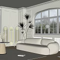 Modern Multiplayer Sofa Cream Sofa Coffee Table Combination 3d model