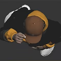 Stylish Character Wearing Brown Hat Black Jacket Yellow Top And Gray Sweatpants