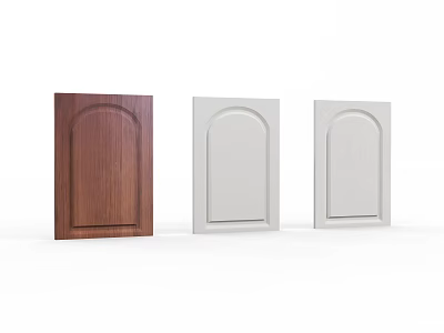 Arched Panel Hinged Doors with Wood Grain Brown and White Color Options 3d model
