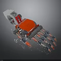 Robotic Arm Mechanical Structure With Metal Joints And Red Silver Components