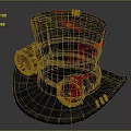 Steampunk Top Hat Design With Red Stripes Brass Goggles And Metal Accents