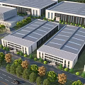 Modern Industrial Factory Complex With Multiple Buildings And Green Surroundings