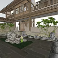 Ancient Chinese Architecture With Traditional Tile Roof Wooden Frames Stone Walls And Steps