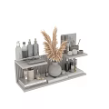 Minimalist Decorative Ornament Set With Vase Dried Pampas Grass Bottles On Display Shelf