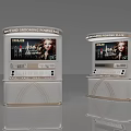 Modern Display Shelves With Digital Screens For Cosmetics And Gold Accents