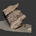 Detailed 3D Rock Model Display With Textured Base Small Stones And Label