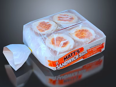 Prepackaged Matt's Sandwich Slices With Cheesy Toasted Tops Ready To Eat 3d model