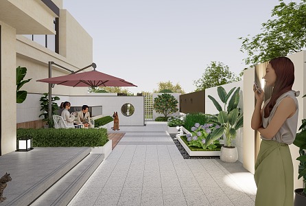 Modern Private Courtyard Landscape 3d model