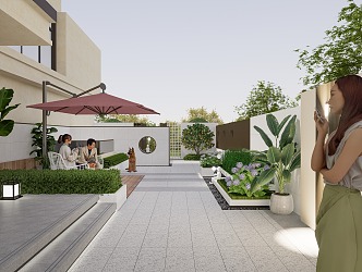 Modern Private Courtyard Landscape 3d model