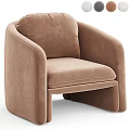 Light Beige Fabric Single Sofa With Modern Minimalist Design And Rounded Armrest 3d model