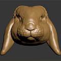 Shiny Golden Rabbit Head Sculpture With Metallic Finish On Dark Background