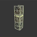 Industrial Metal Frame Structure With Vertical Cross Beams And Brown Panels