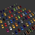 Colorful Mini Toy Cars In Various Colors Arranged Neatly On White Surface