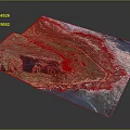 3D Terrain Map Displaying Coastal Scenery With Winding Road And Ocean Waves 3d model