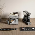 Commercial Coffee Machines And Blenders With Coffee Cups Decorative Items And Small Plants