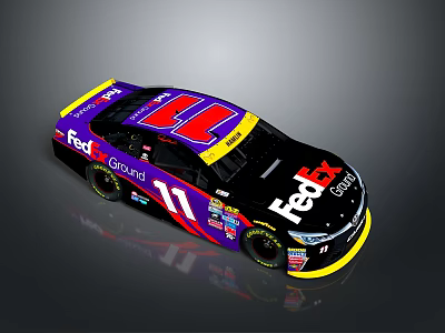 FedEx Ground Number 11 Race Car With Purple Red Body And Sponsor Logos Design 3d model