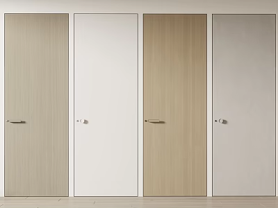 Modern Interior Swing Doors in Wooden White and Gray Finishes with Simple Handles 3d model