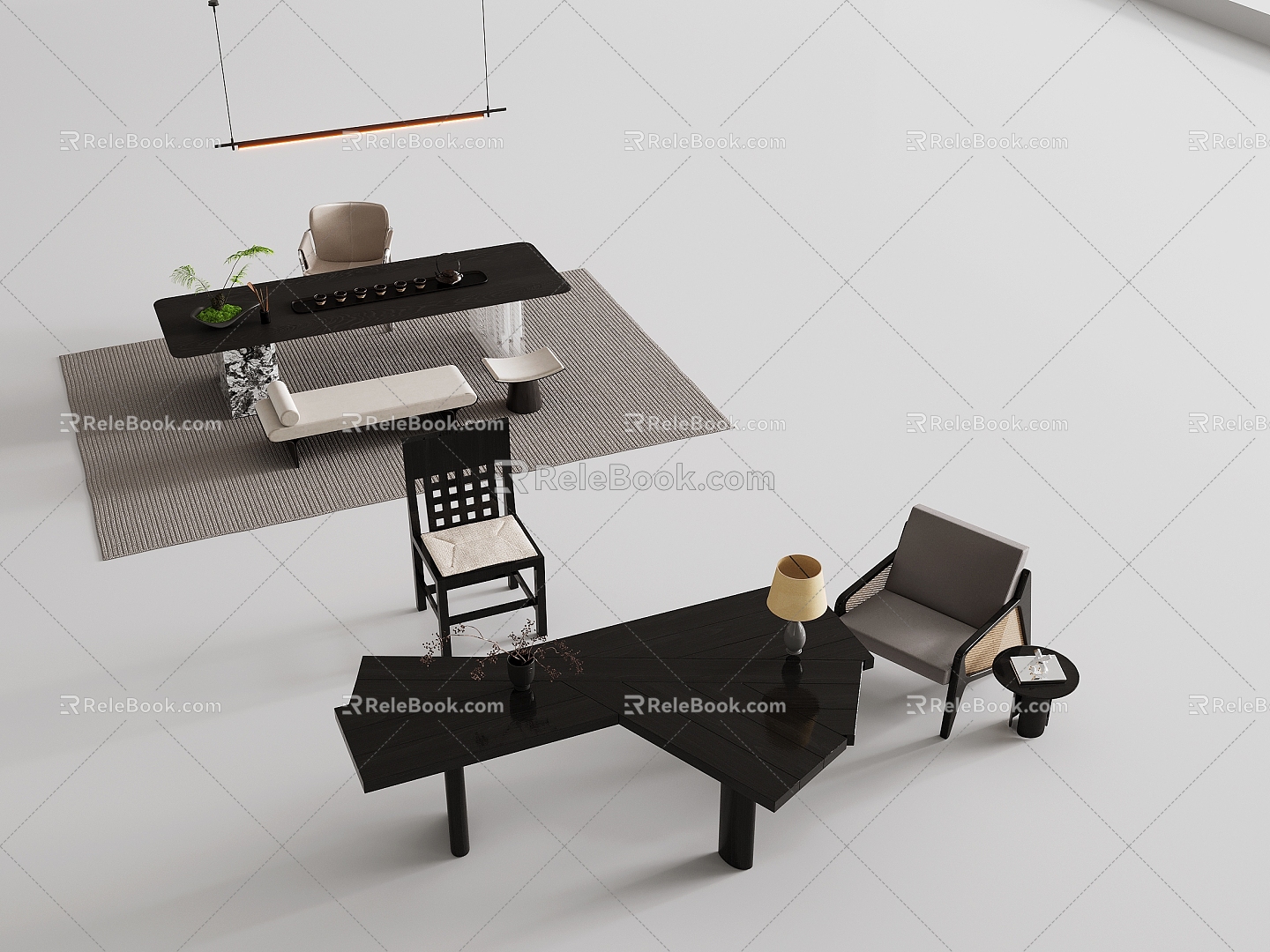 Modern office desk and chair combination desk and chair 3d model