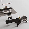 Modern office desk and chair combination desk and chair 3d model