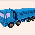 Blue Functional Dump Truck With Large Cargo Bed And Strong Wheels 3d model