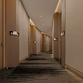 Modern Luxury Hotel Corridor Interior Design With Warm Ambient Lighting And Textured Wall Panels