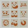 Various Brown Panda Icon Designs With Apandabily And Pandin Logos