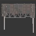 Large Industrial Metal Platform Structure With Rustic Surface Railings And Pipes