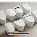 Multiple White Smart Toilets With Different Designs And Modern Digital Features 3d model