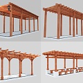 Traditional Chinese Corridor Grape Rack 3d model